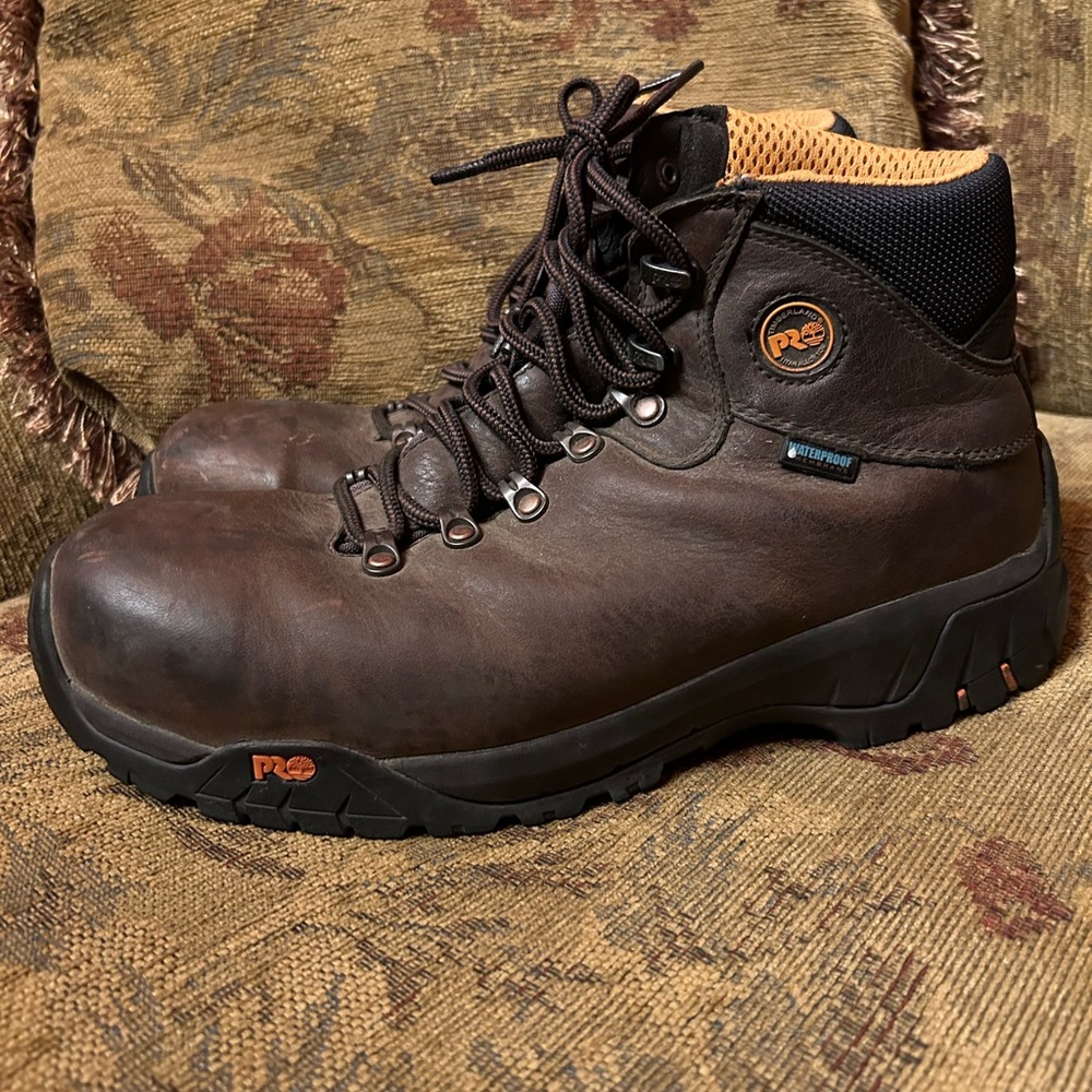 Timberland PRO Titan Trekker Alloy Safety Toe WaterProof Brown Leather 10.5